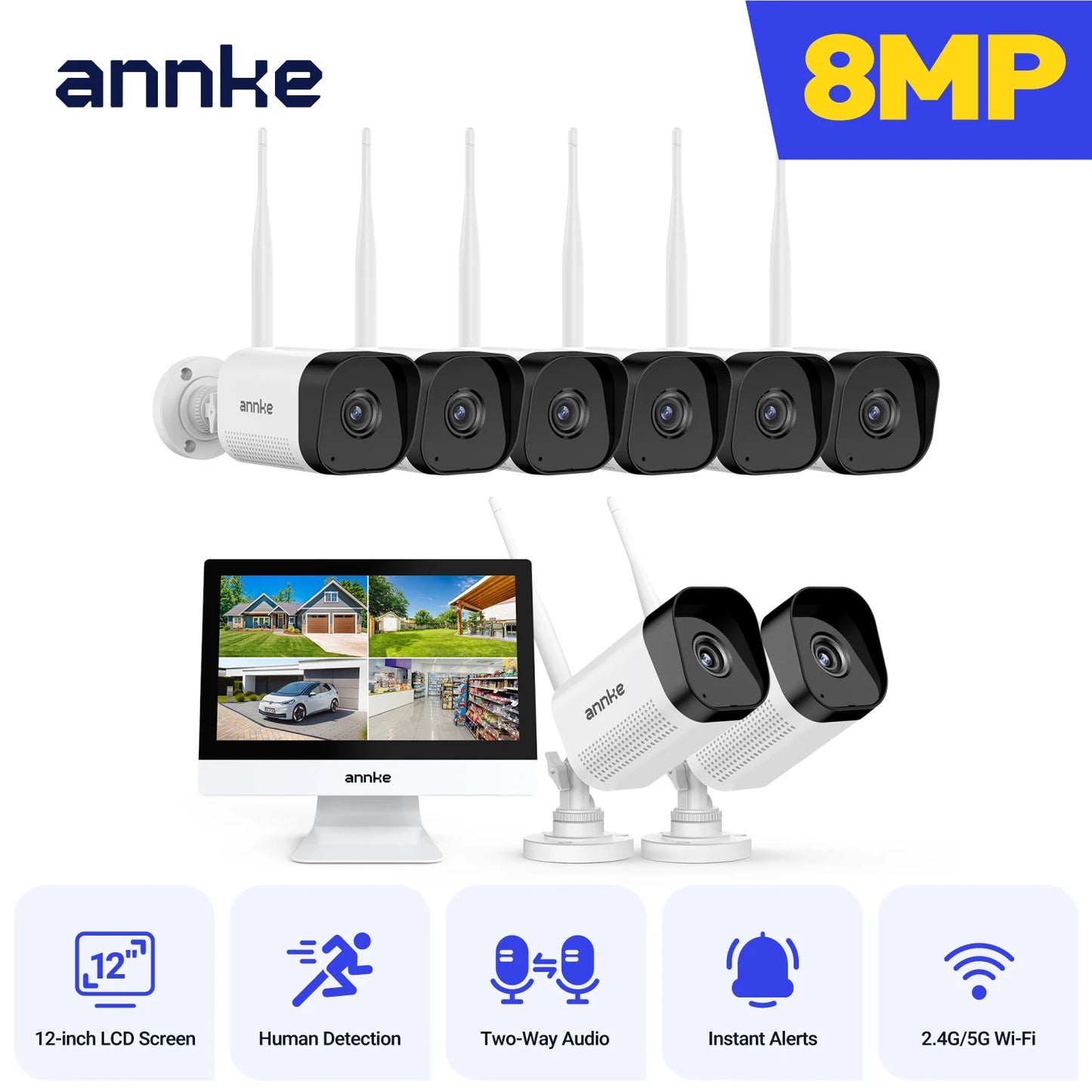 ANNKE 8MP WiFi Security Camera System With Two Way Audio