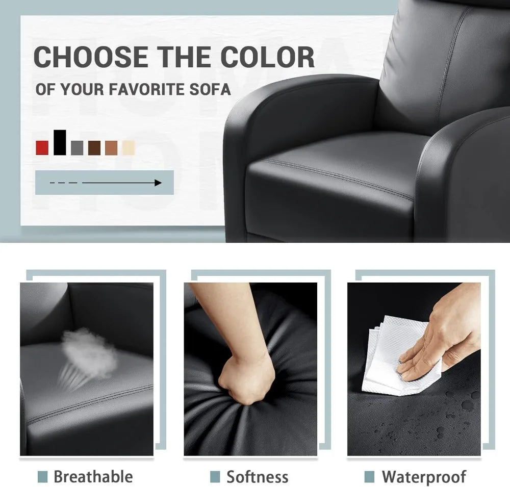 Modern Recliner Chair Padded Seat Pu Leather for Living Room Single Sofa Recliner Seat Club Chair Home Theater Seating