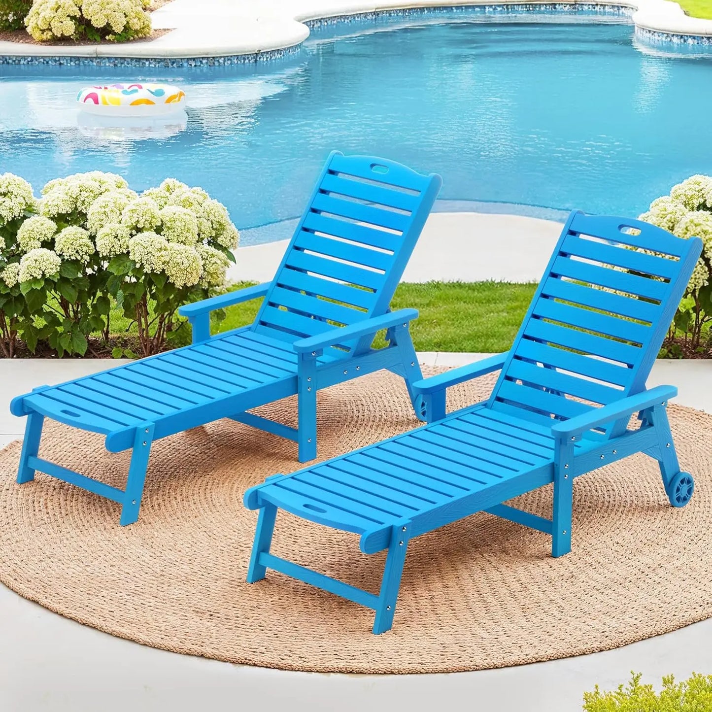 HUANZHUANG HDPS Outdoor Adjustable Five Position Chaise Lounge Chairs Set of 2