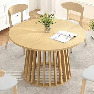TIFICY Round Dining Table Farmhouse Rustic Wood Base