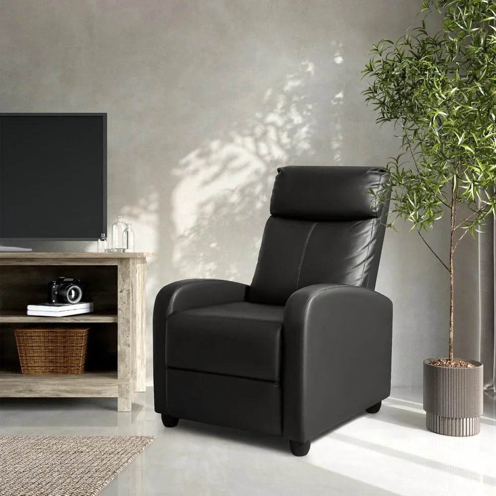 Modern Recliner Chair Padded Seat Pu Leather for Living Room Single Sofa Recliner Seat Club Chair Home Theater Seating