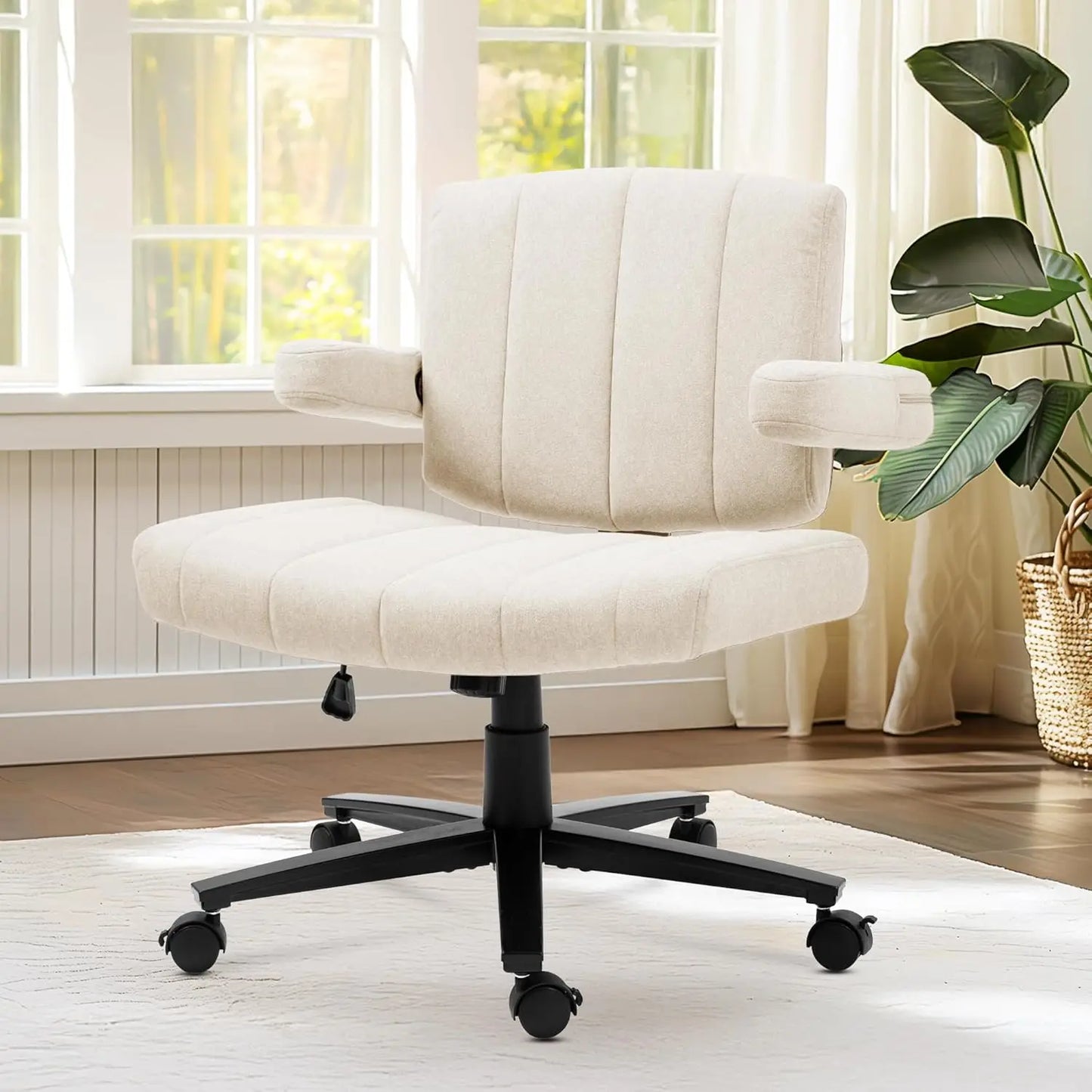 Ergonomic Home Office Chair, Fabric Criss-Cross Swivel Desk Chair with Wheels, Adjustable Height Computer Task, Customized