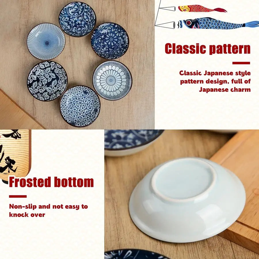 XMSJ 24 Pcs Japanese Soy Sauce Dipping Bowls Set Porcelain