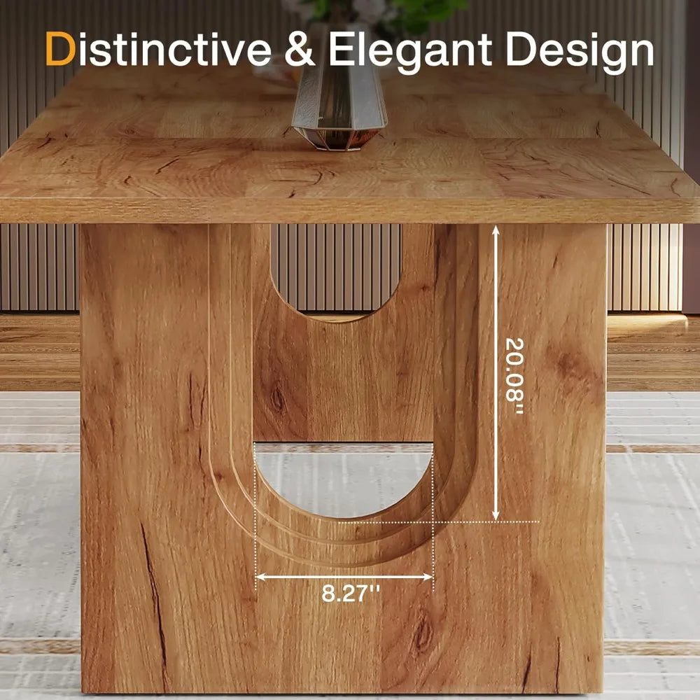 RBXC Modern Dining Table With Wood Pedestal Base For Kitchen