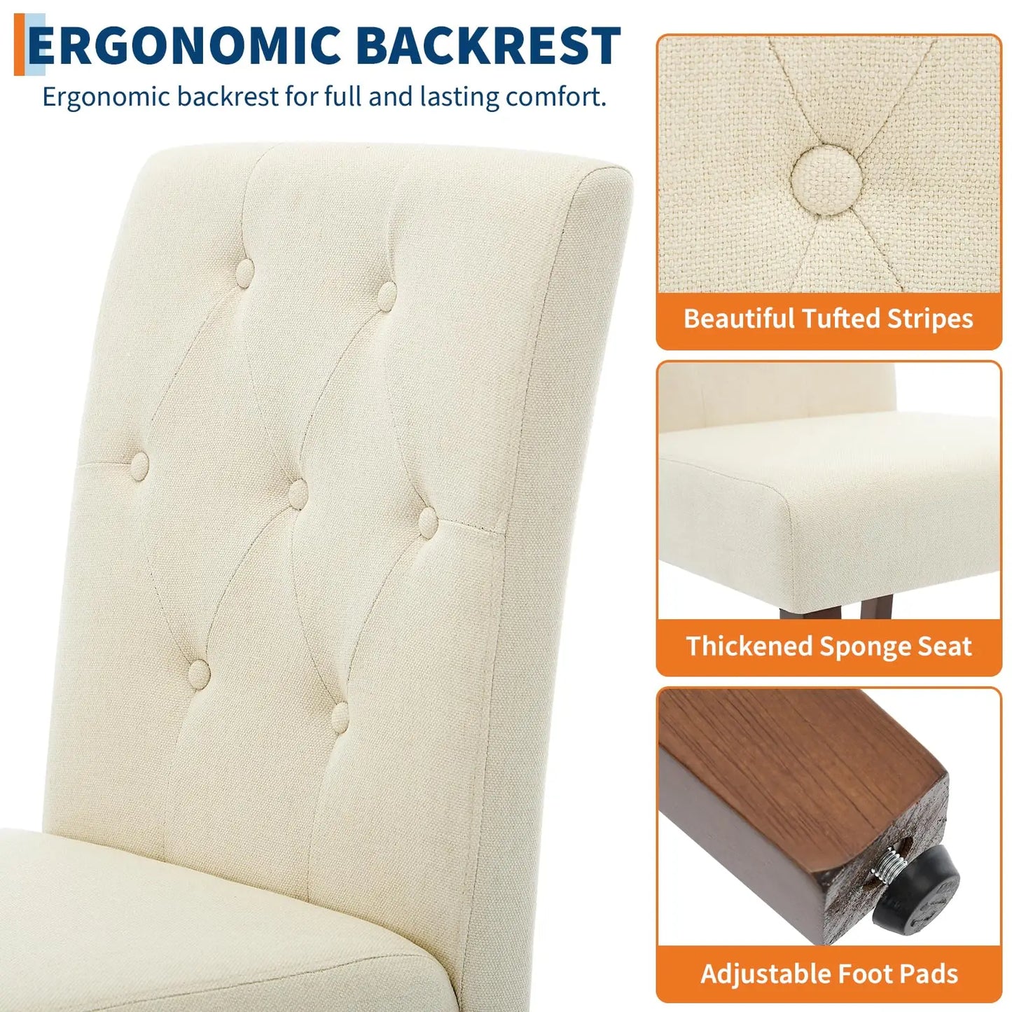 HiMISS Dining Chairs Set Of 2 Upholstered Parsons With Nailhead Trim