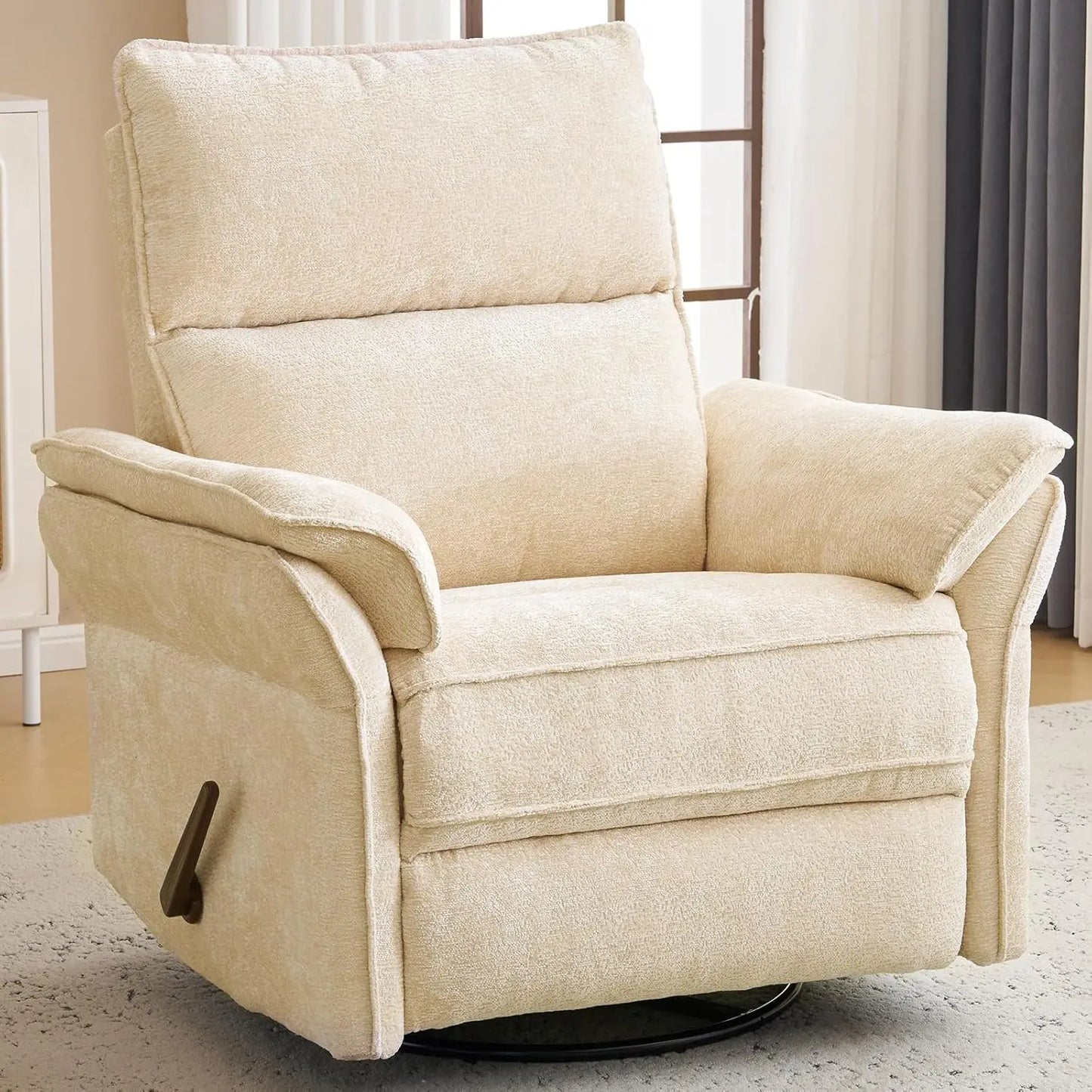 Recliner Chair 360 Degree Swivel Rocker With Adjustable Headrest Chenille