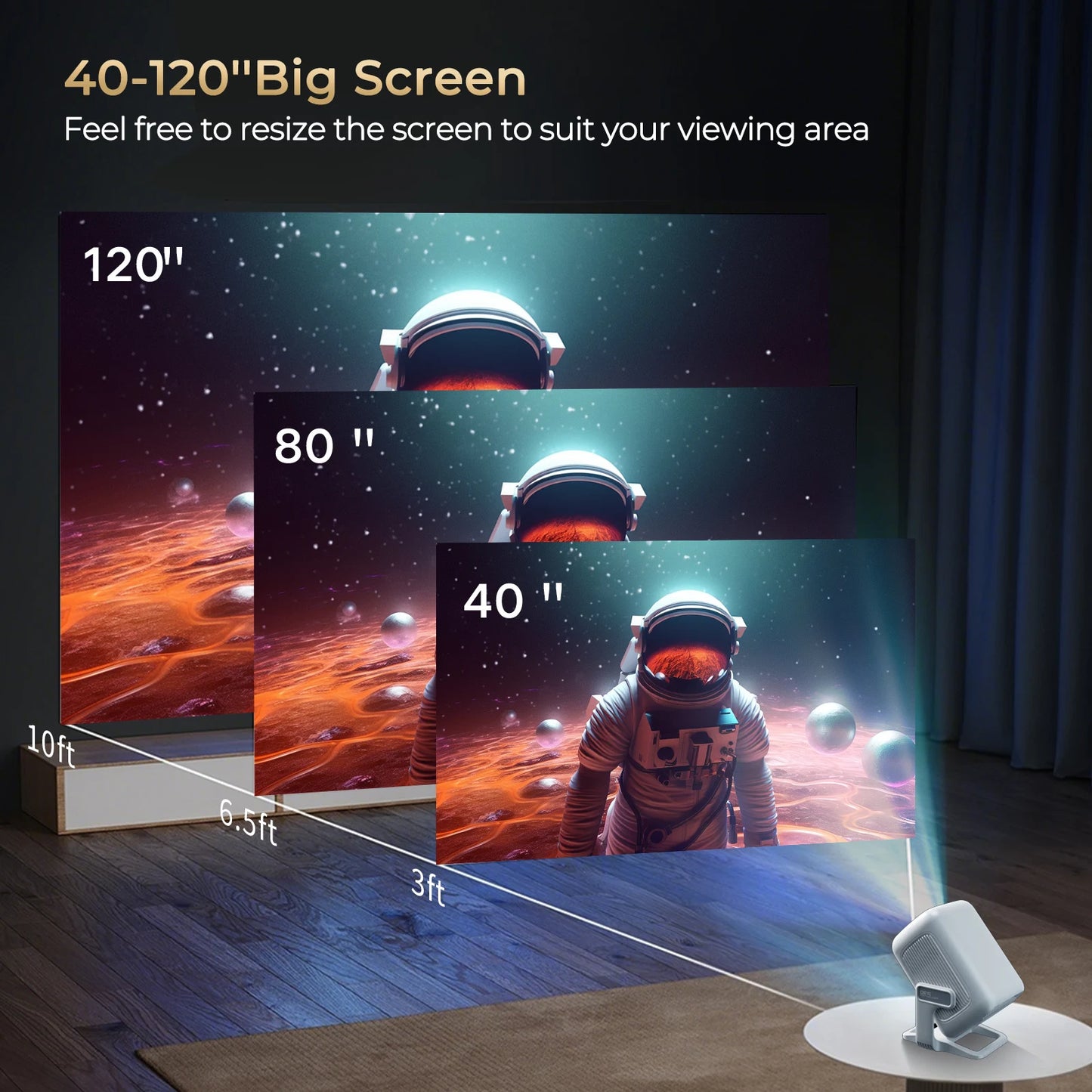 LynCast 4K Android Projector With WiFi 6 BT 5.4 Outdoor