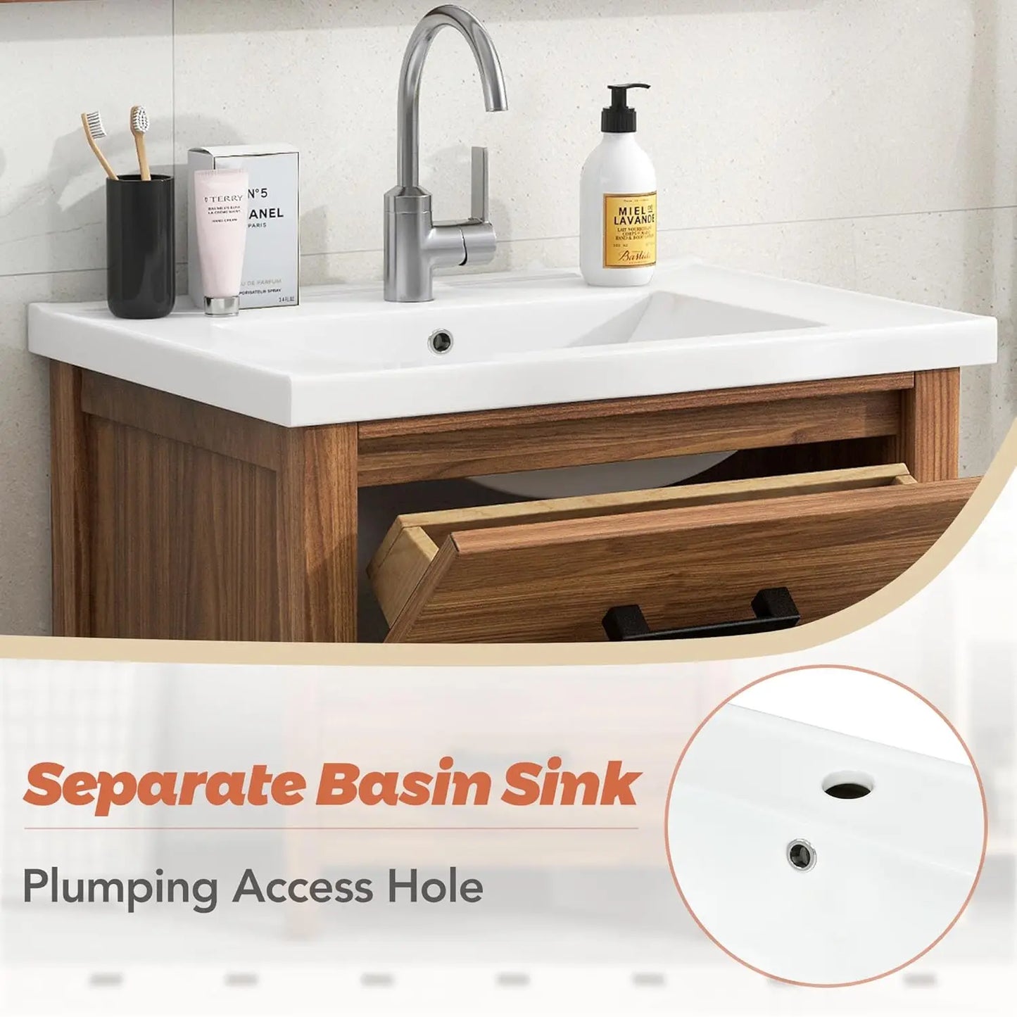 Bathroom Vanity With Sink Engineered Wood Storage Cabinet Quick Assembly