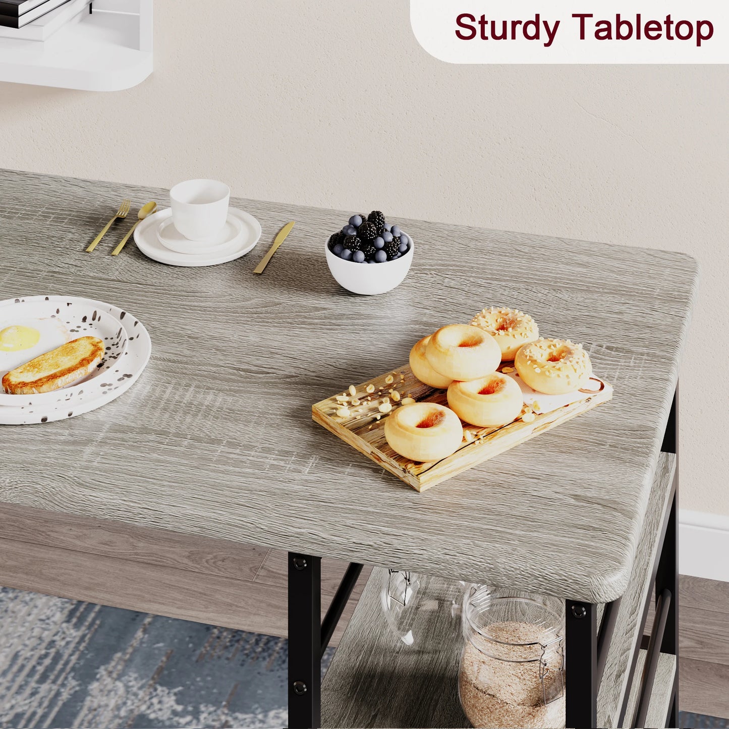 HobbyLane 3 Piece Dining Table Set With 3 Tier Shelves