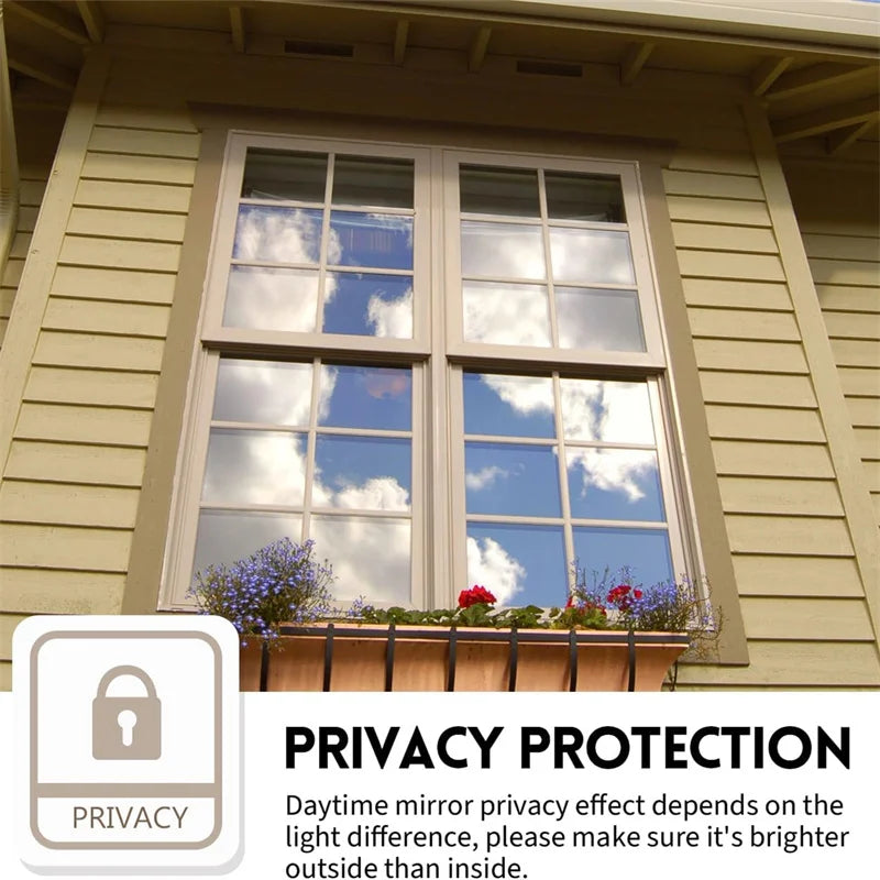 Daytime Privacy One Way Window Film Non-Adhesive Static Cling Heat Control Anti UV Mirror Window Tint for Home Office