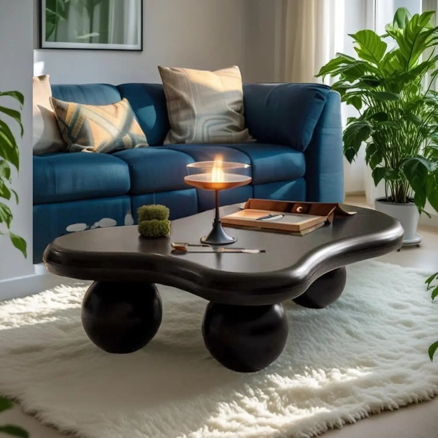 ZHUXIANG Cloud Oval Coffee Table Mid Century Modern Centerpiece