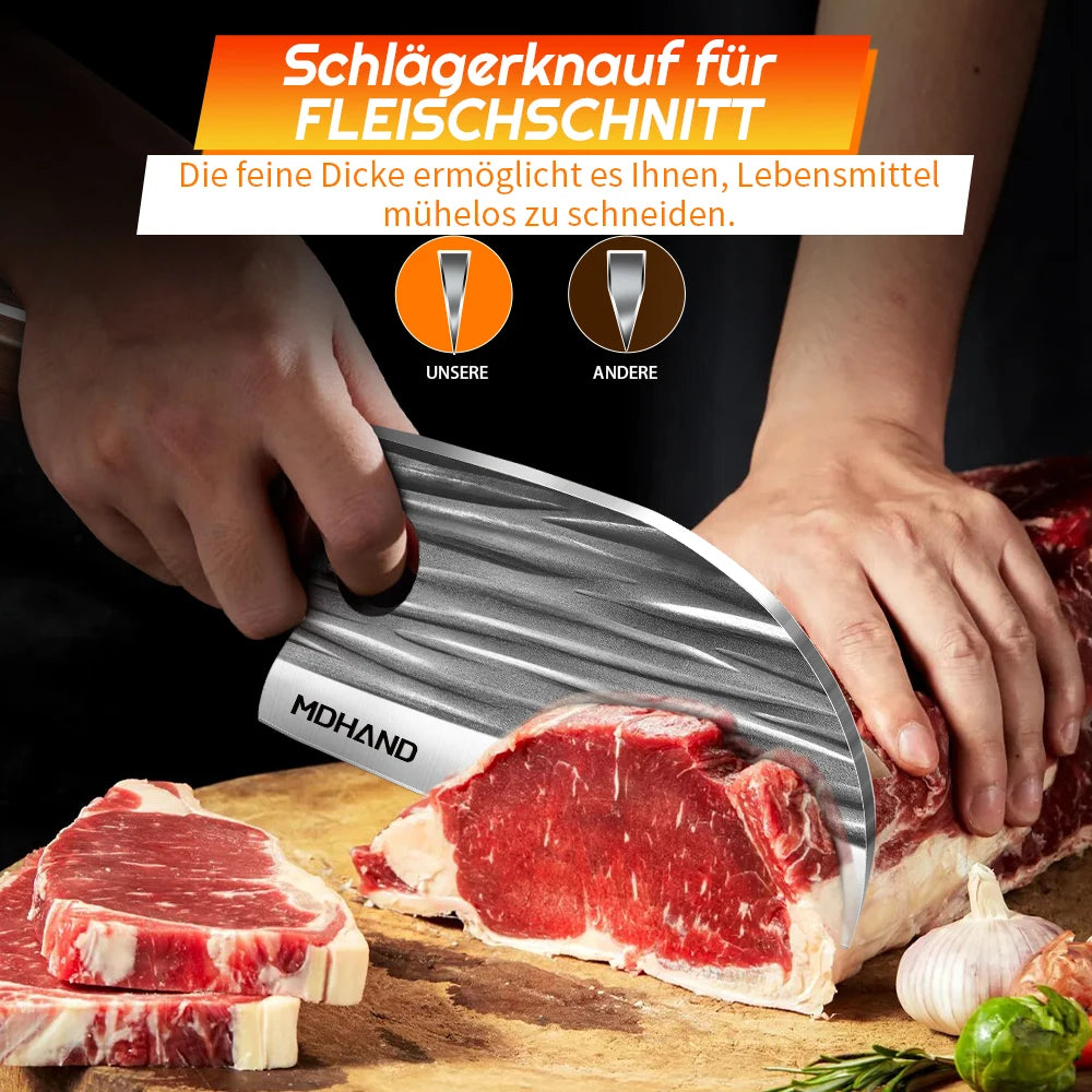 MDHAND 14 Piece Meat Cleaver Knife Set With Roll Bag