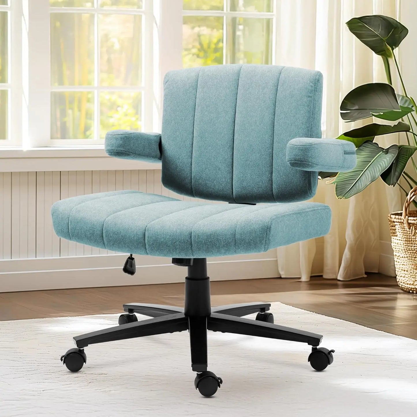 Ergonomic Home Office Chair, Fabric Criss-Cross Swivel Desk Chair with Wheels, Adjustable Height Computer Task, Customized