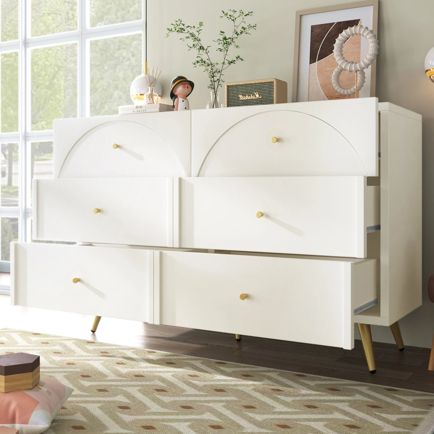 Wavesloop Modern Metal Two Door Dining Cabinet With Wood Accents