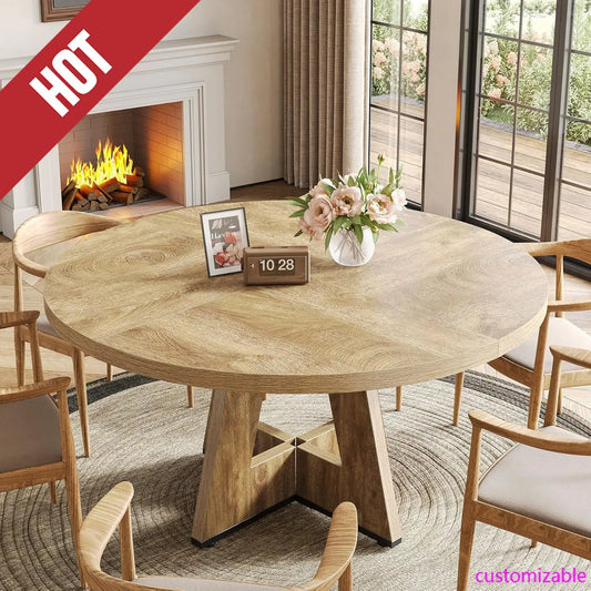 Tongyue Round Dining Table For 4 To 6 With Pedestal