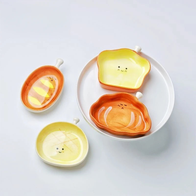 Ceramic Croissant Pattern Dessert Plate Cute Cartoon