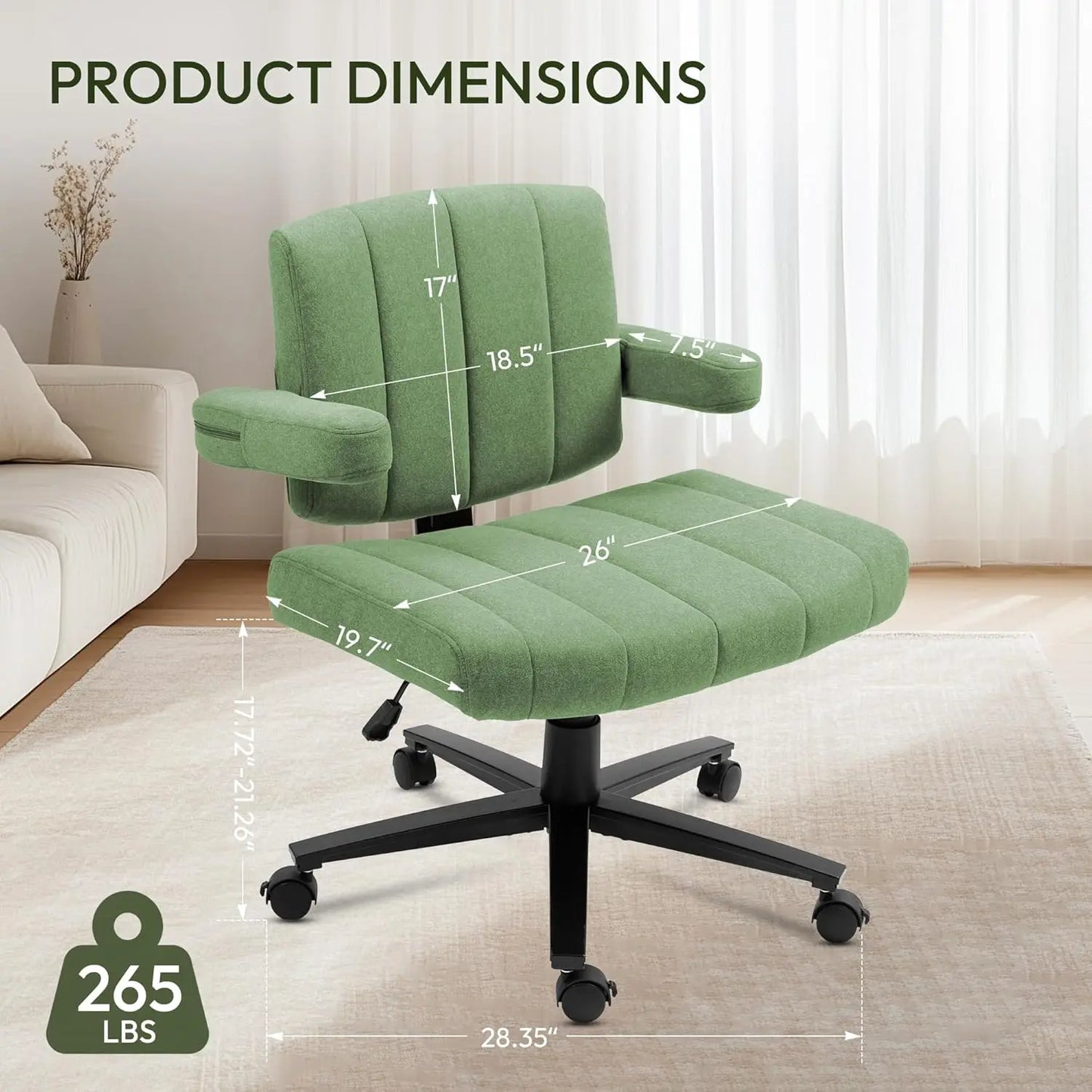 Ergonomic Home Office Chair, Fabric Criss-Cross Swivel Desk Chair with Wheels, Adjustable Height Computer Task, Customized