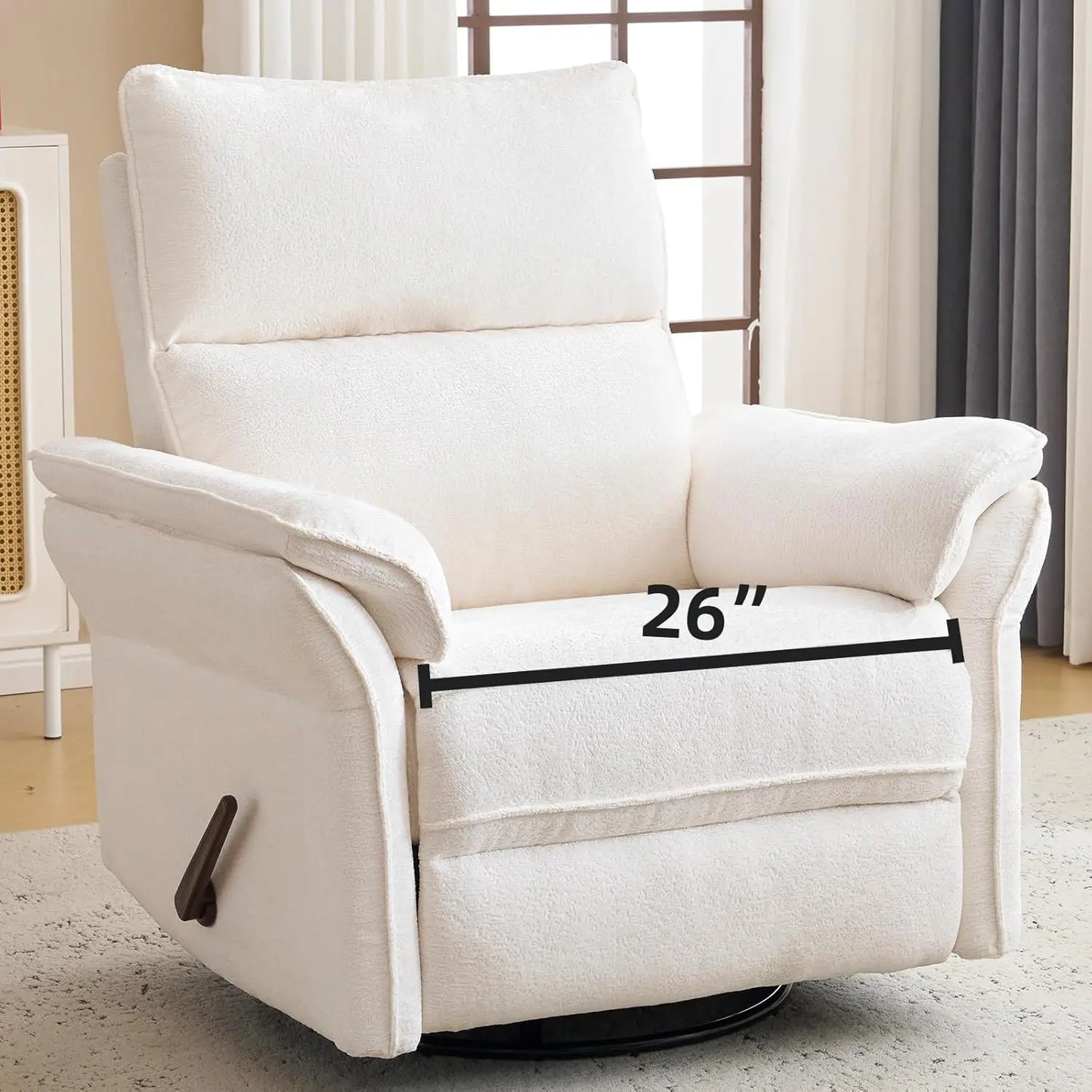 Recliner Chair 360 Degree Swivel Rocker With Adjustable Headrest Chenille