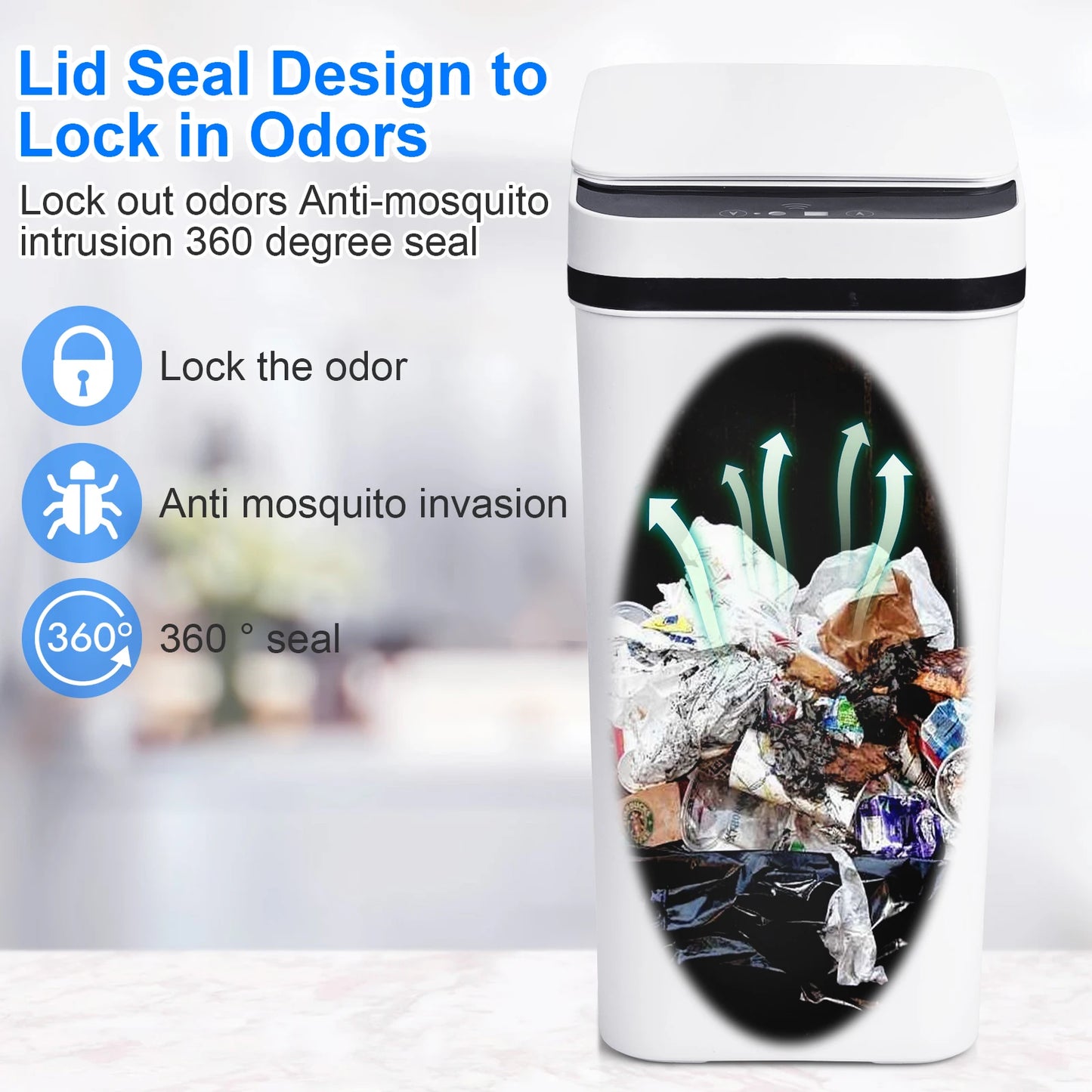 NONECN Touchless Trash Can With Motion Sensor Lid Compact