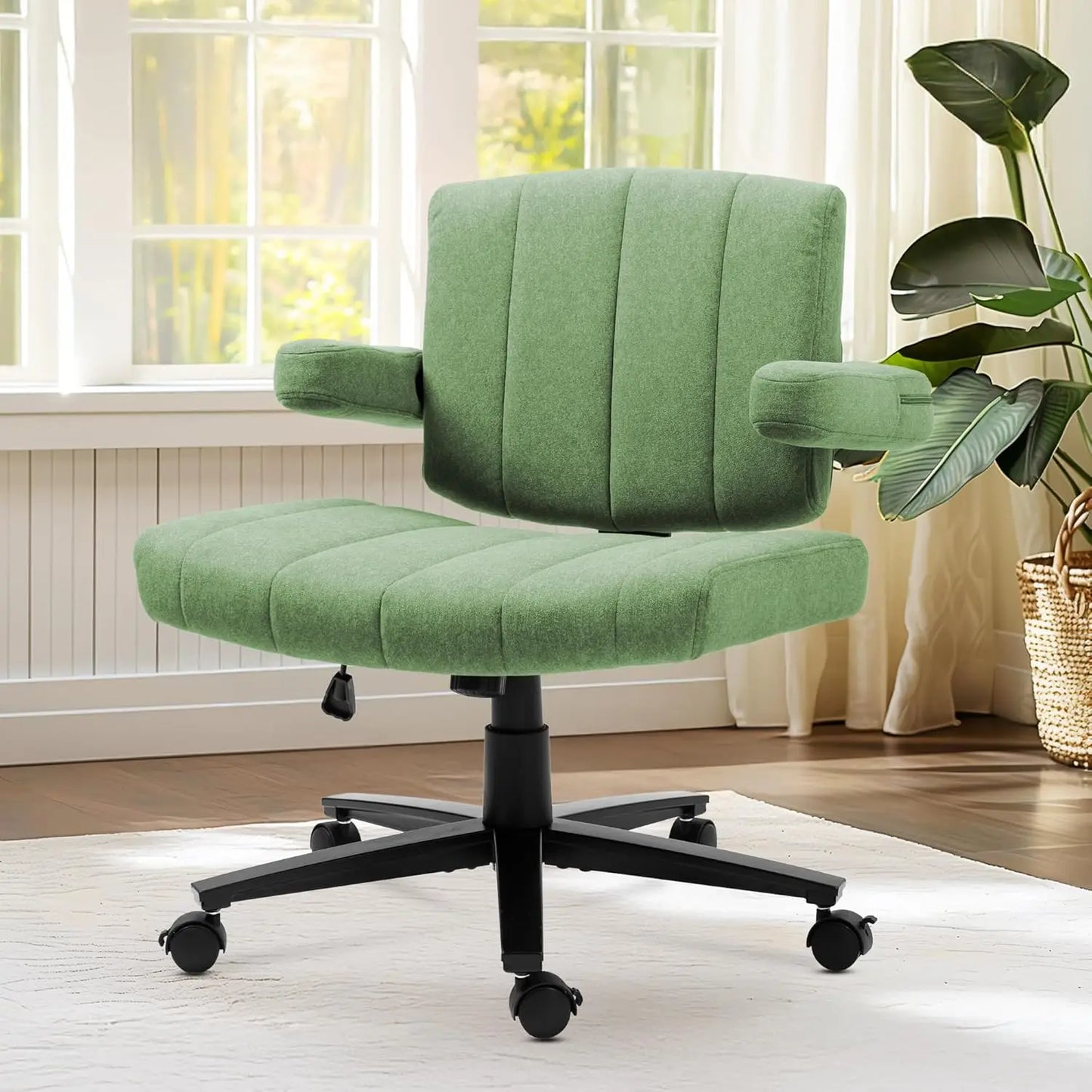 Ergonomic Home Office Chair, Fabric Criss-Cross Swivel Desk Chair with Wheels, Adjustable Height Computer Task, Customized