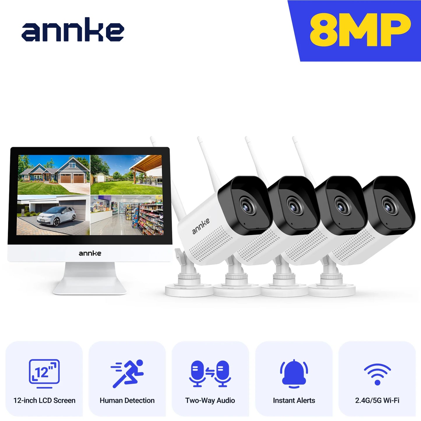 ANNKE 8MP WiFi Security Camera System With Two Way Audio