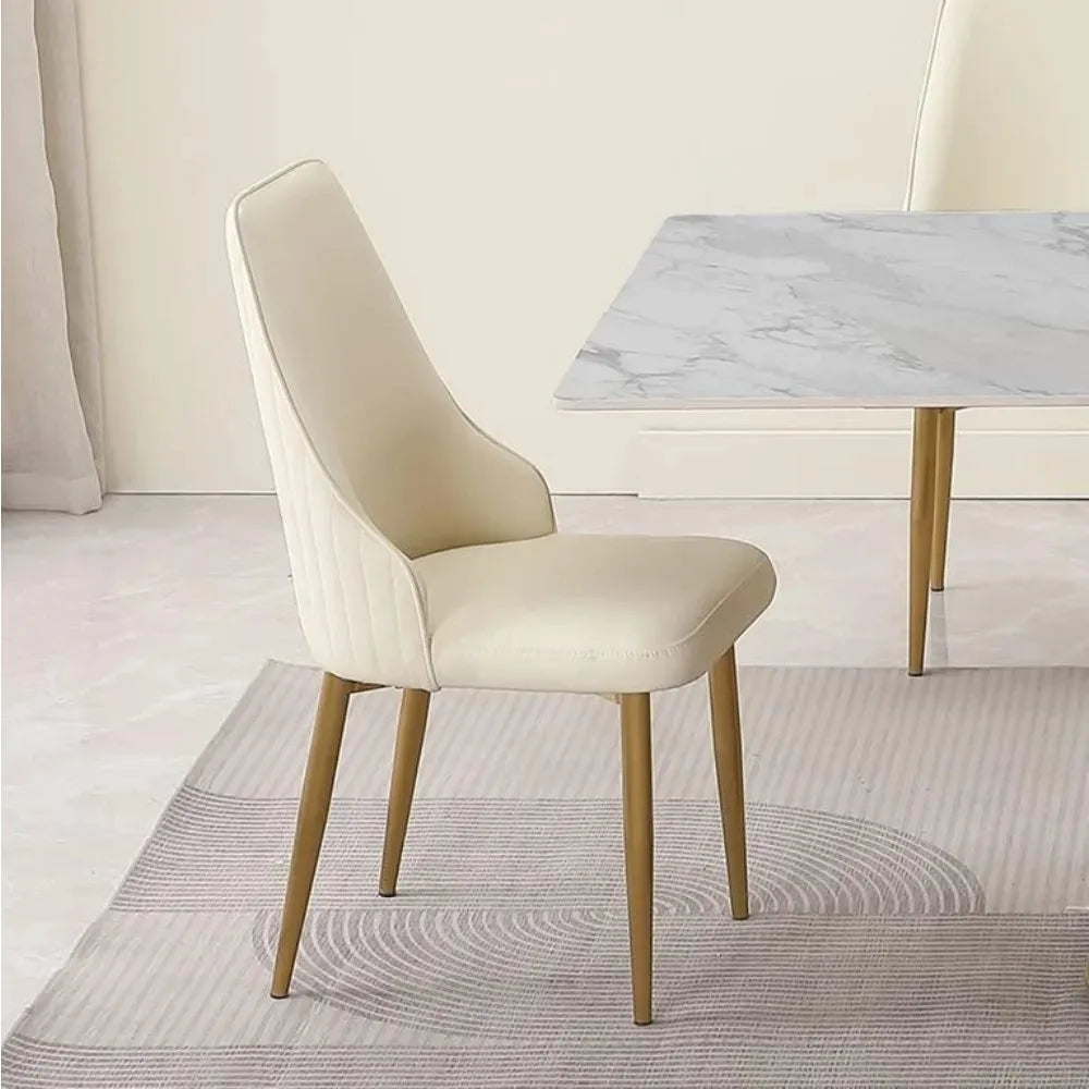 Chengwei Modern PU Leather Dining Chairs Set Metal Legs