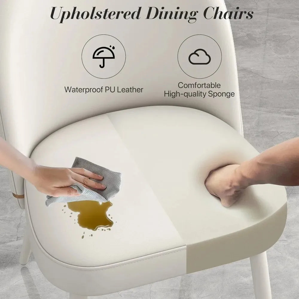 PU Leather Dining Chairs Set Of 2 Armless Curved Back