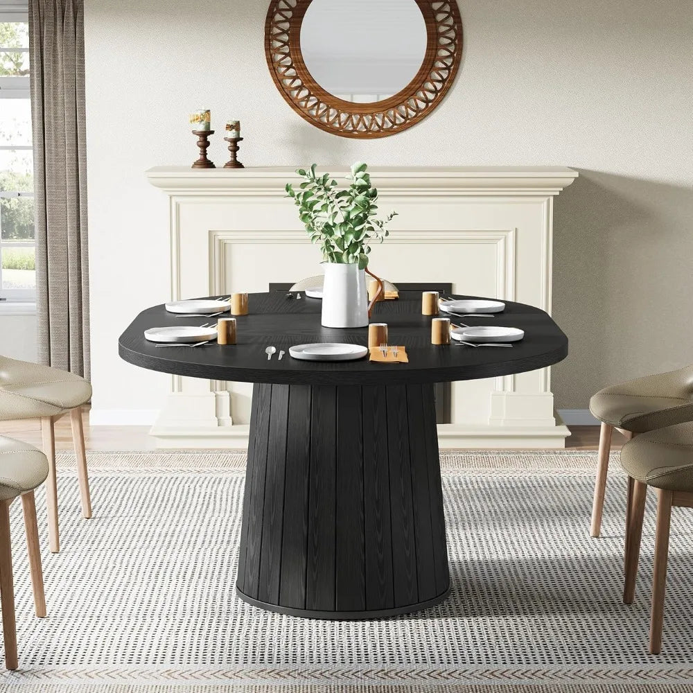Oval Dining Table For Six With Cylindrical Pedestal