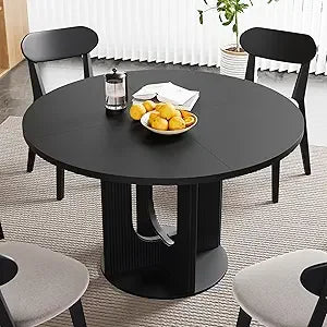 TIFICY Round Dining Table Farmhouse Rustic Wood Base