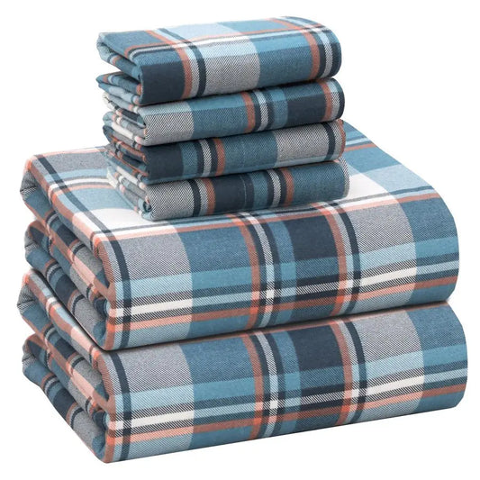 Flannel Sheets 6 Piece Set 100 Cotton Deep Pockets Breathable