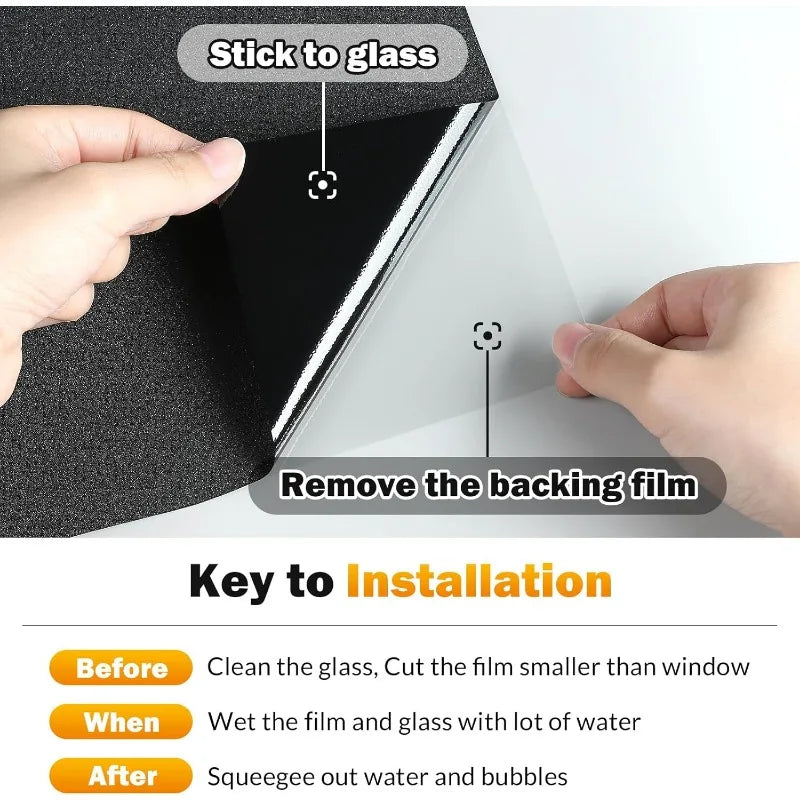 100% Blackout Window Film Removable Opaque Total Privacy & Sun Blocking Solution for Home Day Sleep Light Blocker