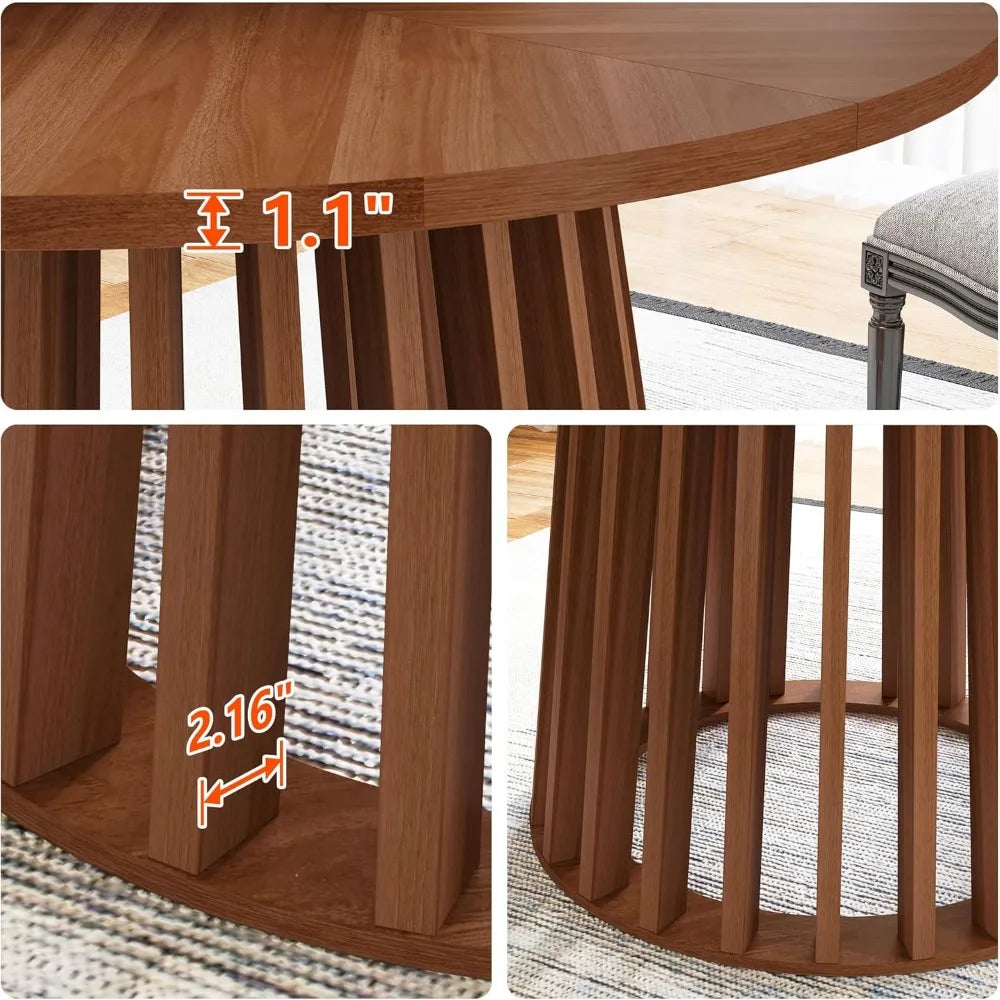 TIFICY Round Dining Table Farmhouse Rustic Wood Base