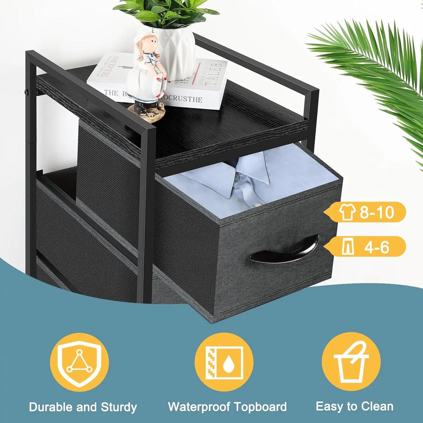 NONECN Vertical Fabric Storage Dresser With 4 Drawers for Bedroom