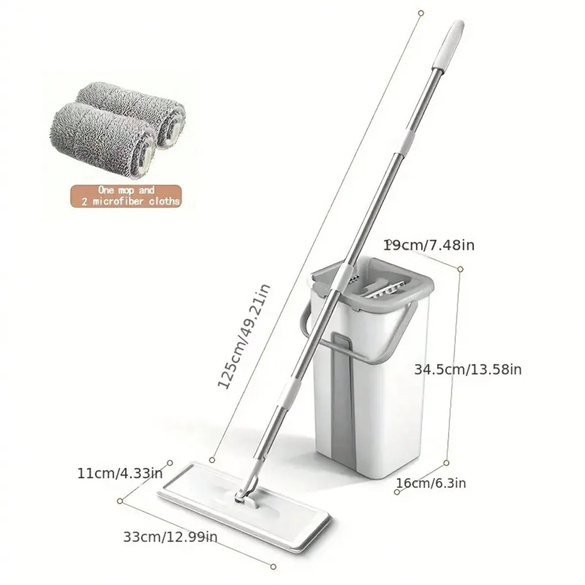 1 Set, Household Cleaning Mop And Bucket Set ,Bring Two Mop Cloths, Hand-Free Wash Flat Mop, Dust Removal Mop With Bucket