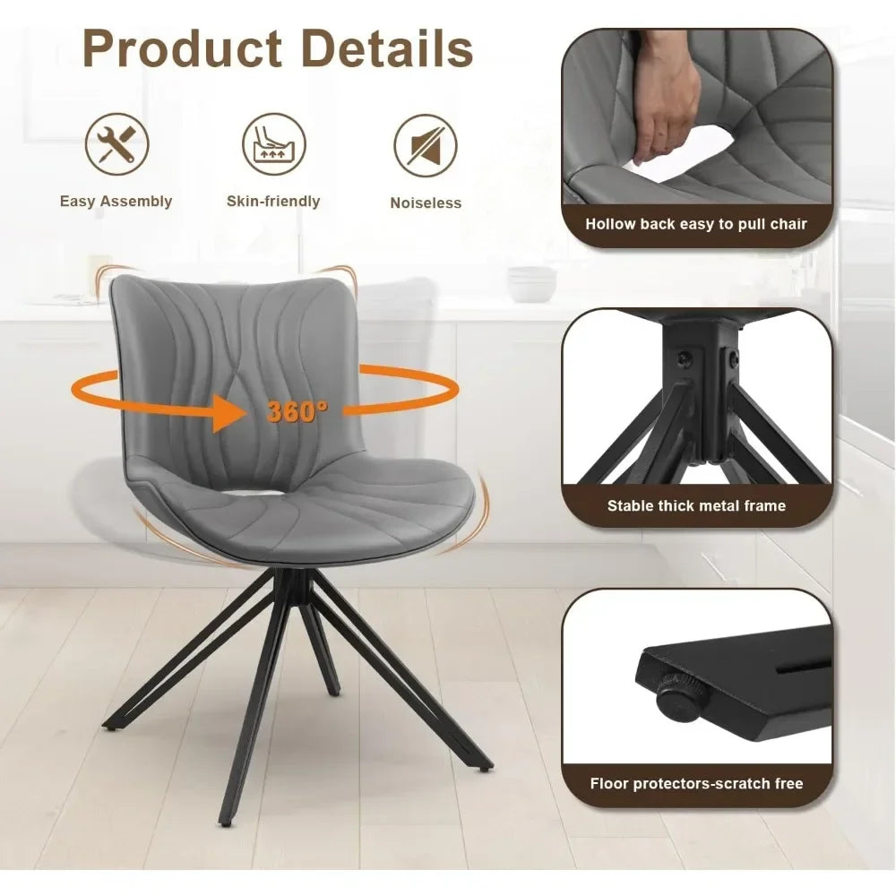 Dining Chair Set Of 6 Mid Century Faux Leather Chairs