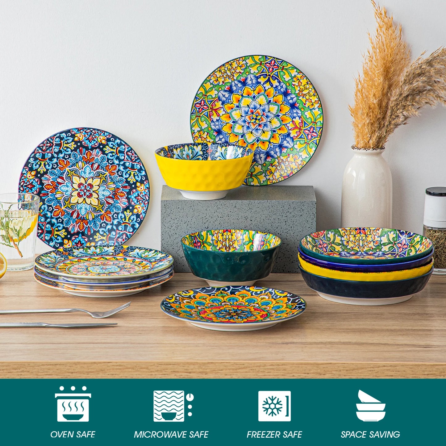 Malacasa Porcelain Dinner Plates Set Six Premium Dinnerware