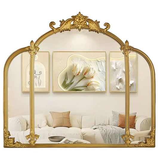 Arch Wall Mirror Vintage Baroque Floral Metal Frame Vanity Dresser