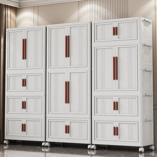 Foldable Storage Cabinet With Doors Wardrobe Multi Layer Organizer