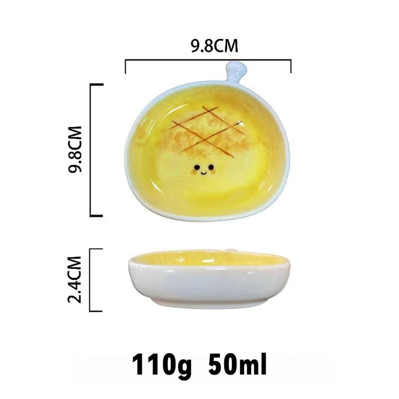Ceramic Croissant Pattern Dessert Plate Cute Cartoon