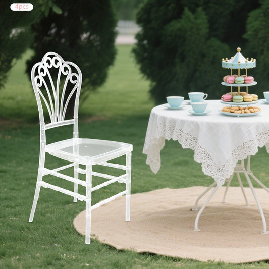 Acrylic Crystal Chair 4-Piece Set Modern PC Plastic Stacking