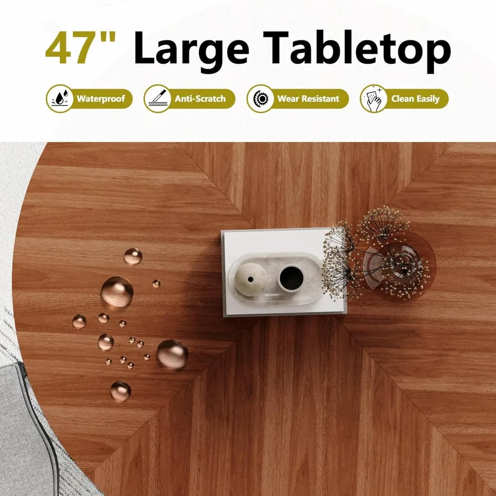 TIFICY Round Dining Table Farmhouse Rustic Wood Base