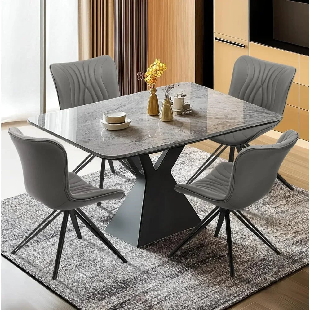 Dining Chair Set Of 6 Mid Century Faux Leather Chairs