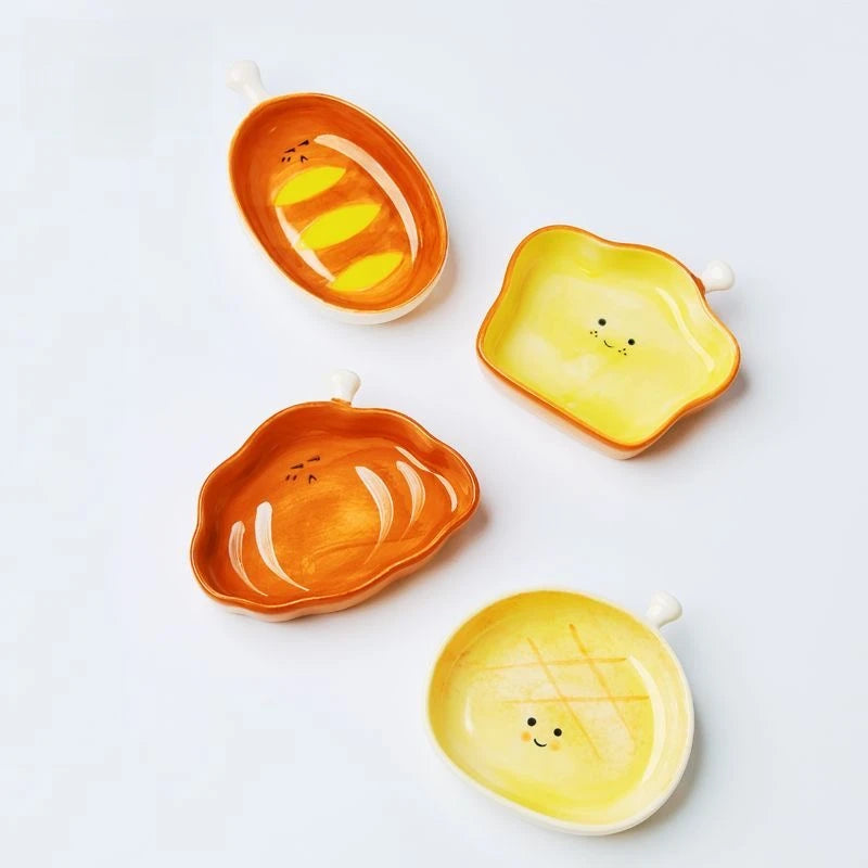 Ceramic Croissant Pattern Dessert Plate Cute Cartoon