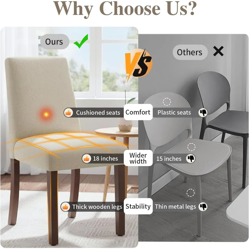 Four Piece Dining Chair Set Modern Upholstered Farmhouse Style