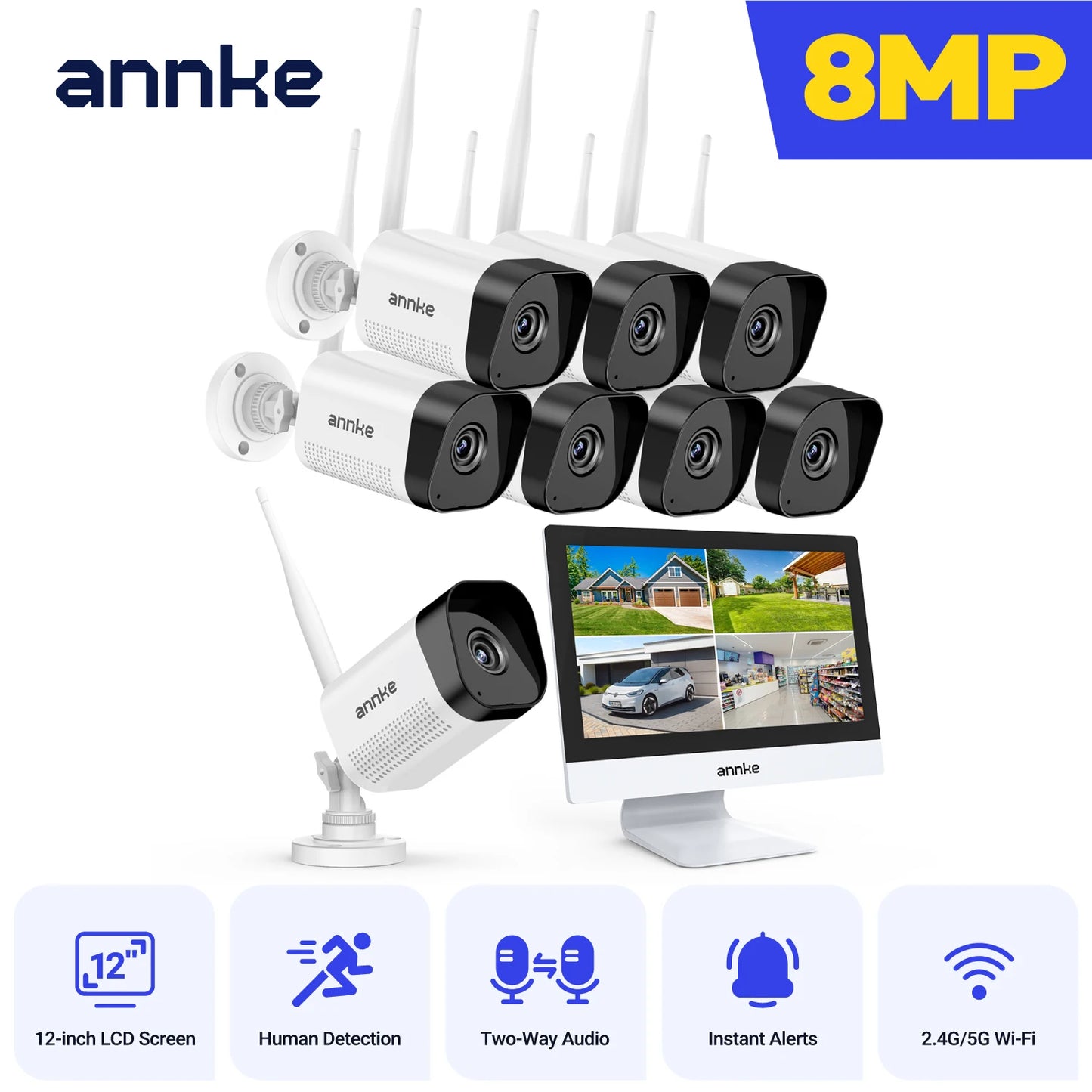 ANNKE 8MP WiFi Security Camera System With Two Way Audio