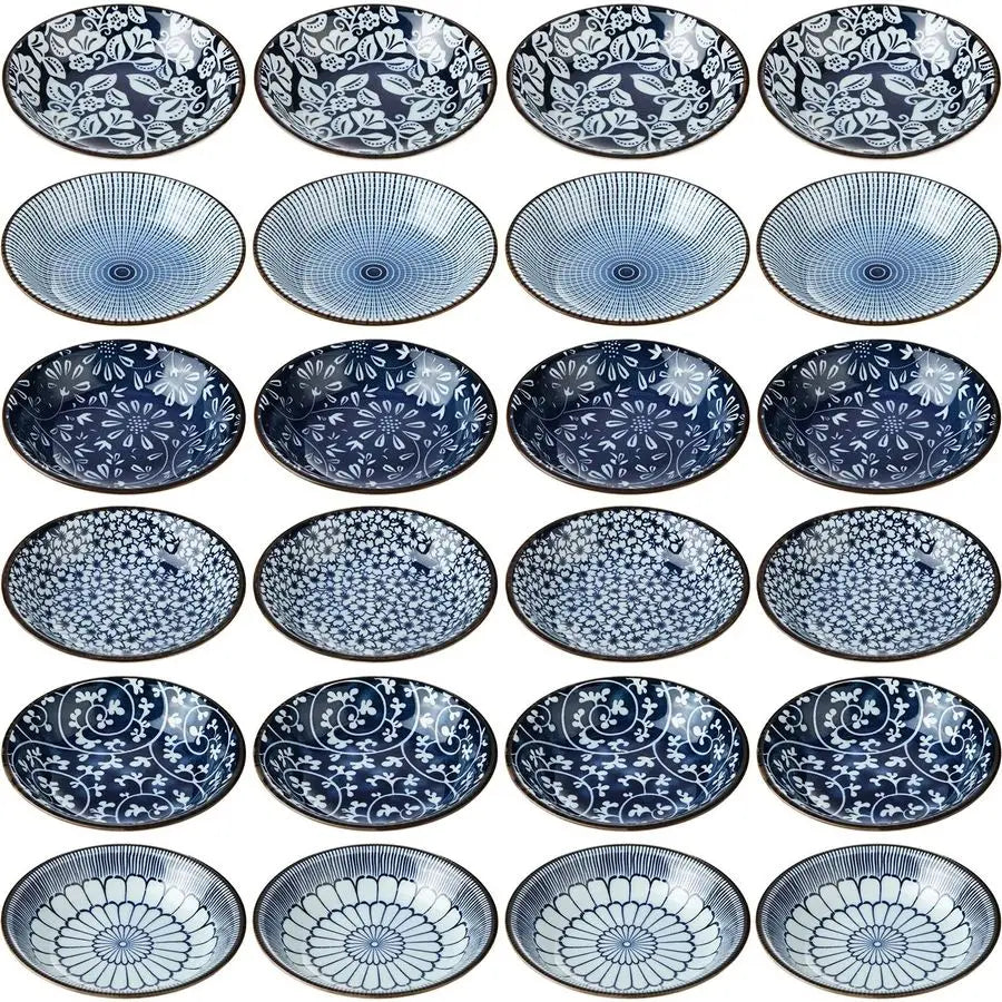 XMSJ 24 Pcs Japanese Soy Sauce Dipping Bowls Set Porcelain