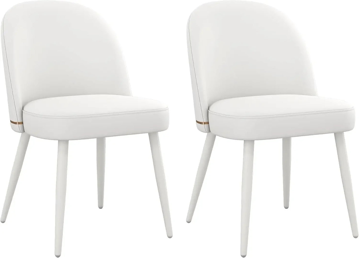 PU Leather Dining Chairs Set Of 2 Armless Curved Back