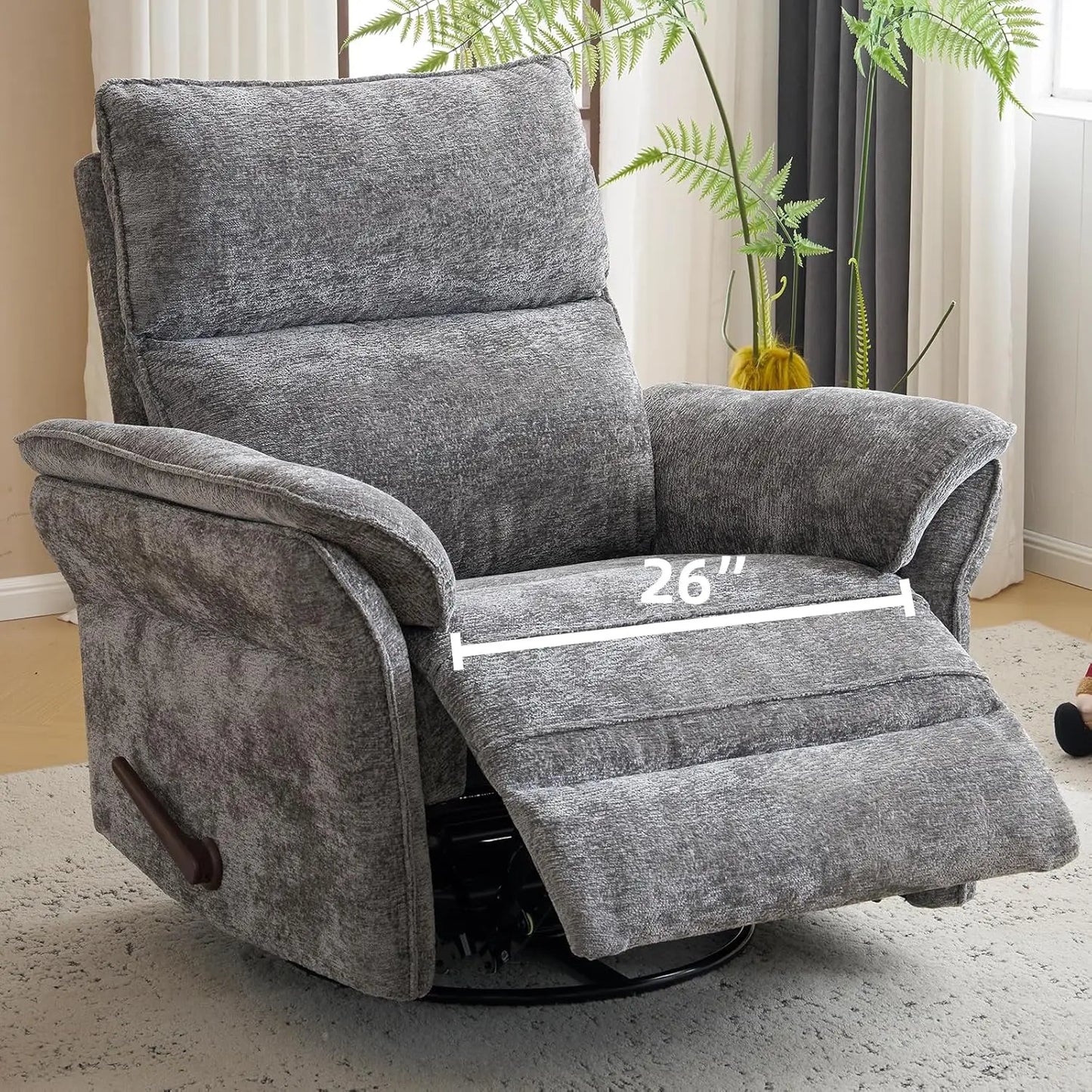 Recliner Chair 360 Degree Swivel Rocker With Adjustable Headrest Chenille