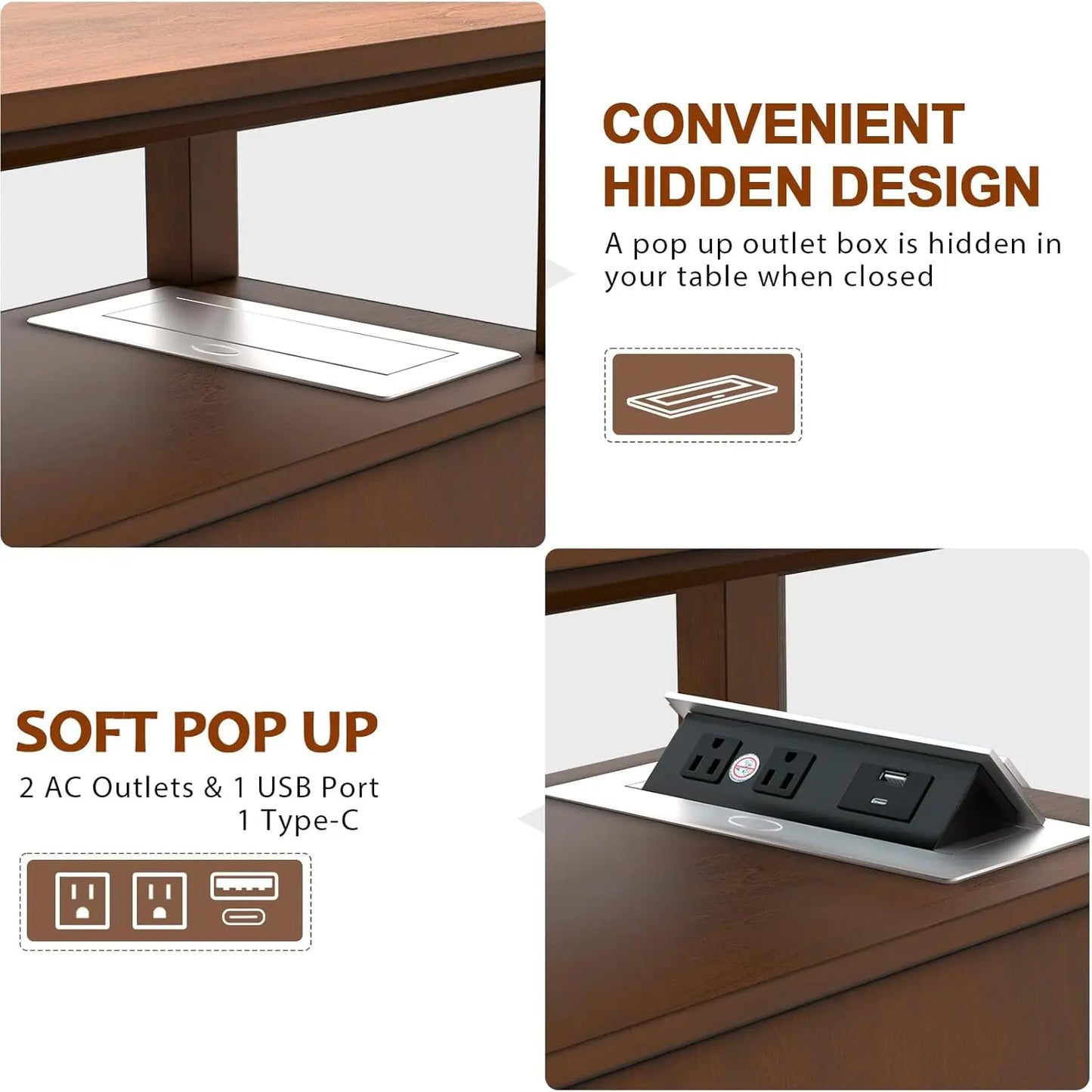 End Table with Flip Top Charging Station Set of 2, Narrow Side Table with 2 Drawers, Type-C & USB Port & Power, Customized