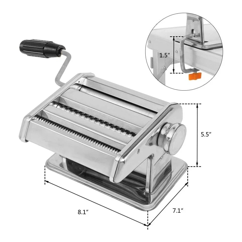 Stainless Steel Pasta Maker Machine Adjustable Noodle Dumpling Press Hand Made Manual Machine Two Cutter Kitchenware Tools